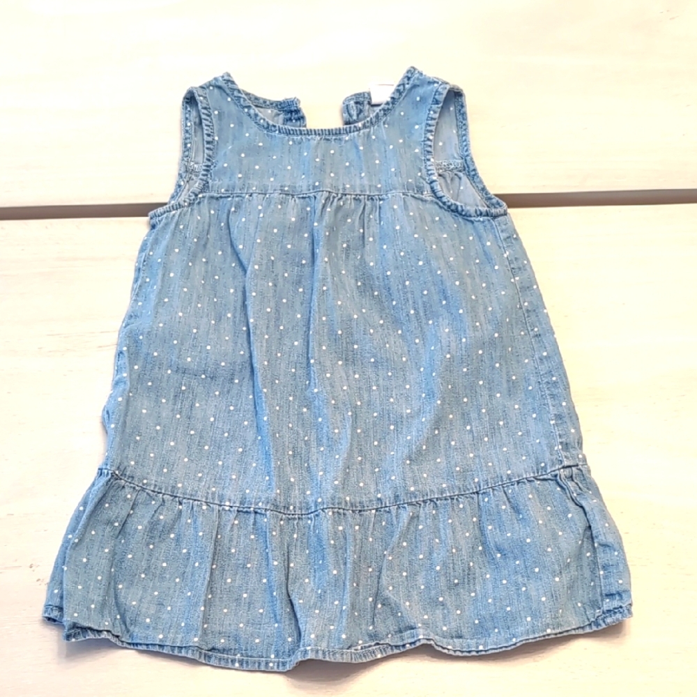 4/$20 Gap chambray Blue Polka Dot Sleeveless Dress
